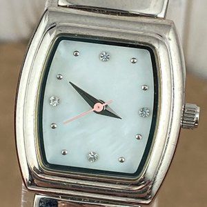 Mary Kay Watch with Pink Second Hand Crystal Markers Mother of Pear Dial